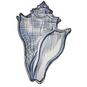 Creative Co-Op Shell Shaped Wall Décor - White & Blue 17" x 12" New with Tags